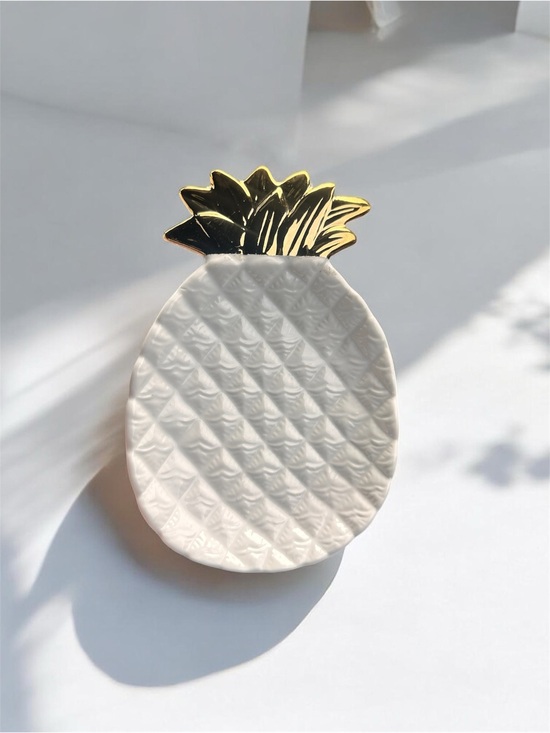 Accessories - Ceramic Pineapple Jewelry Holder with Gold Top